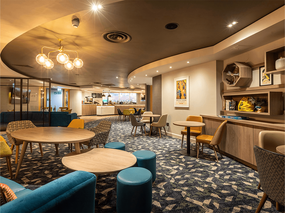 lounge at holiday inn regents park showing a recent lighting project