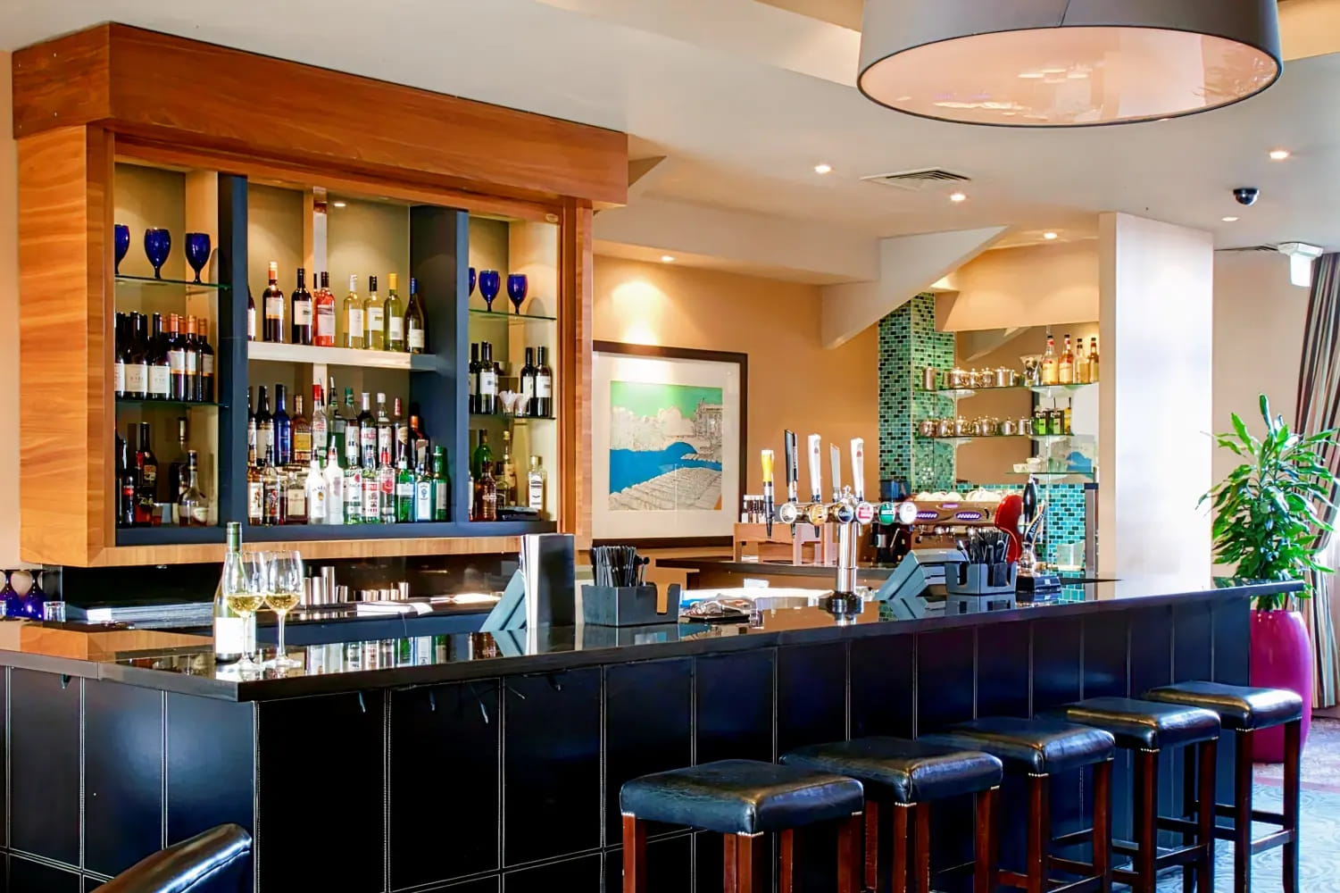 Best Western Cambridge Bar Hill Hotel bar area after lighting project completion.