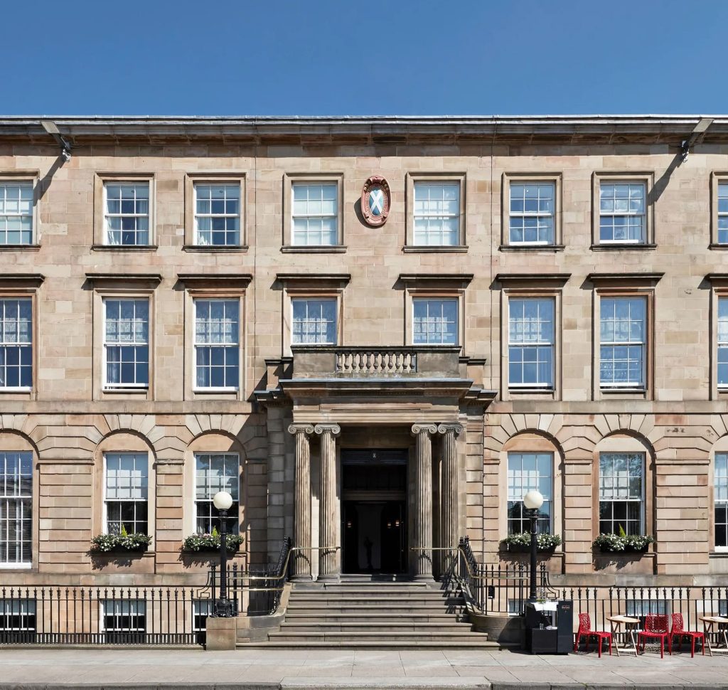 Exterior view of Blythswood Square Hotel after successfully completed lighting project by Lightsave Projects.