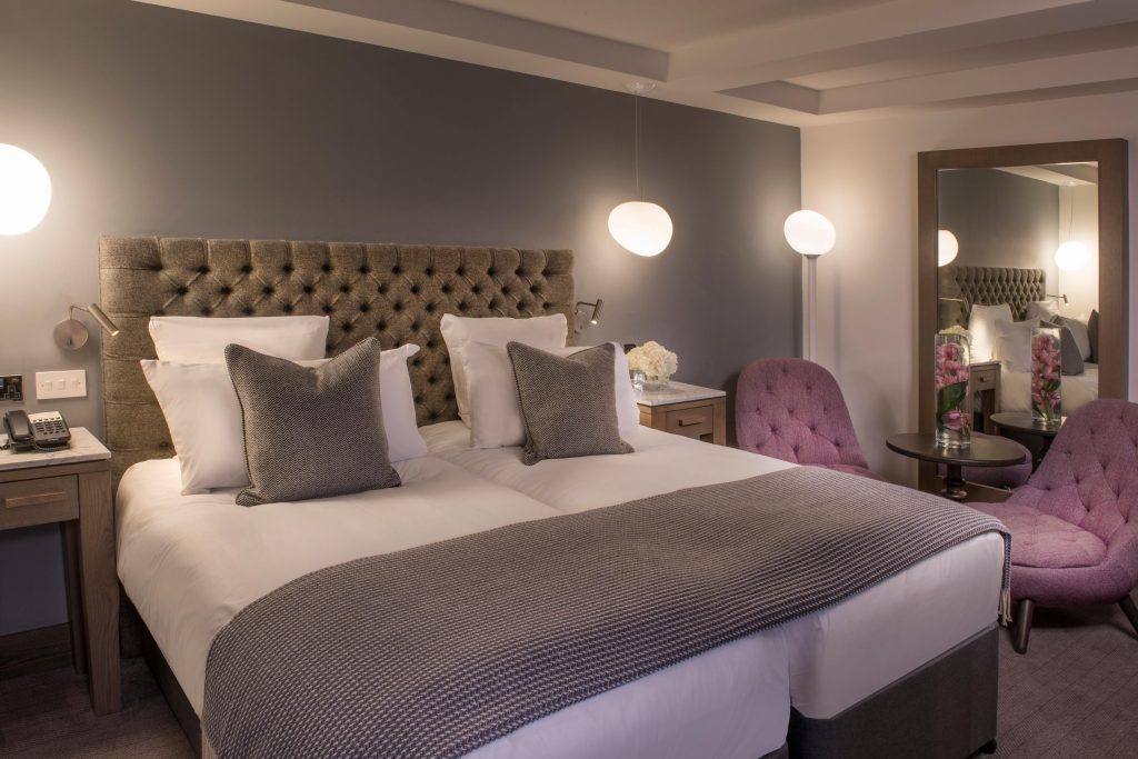 Blythswood Square Hotel premium guest room after completed lighting project.
