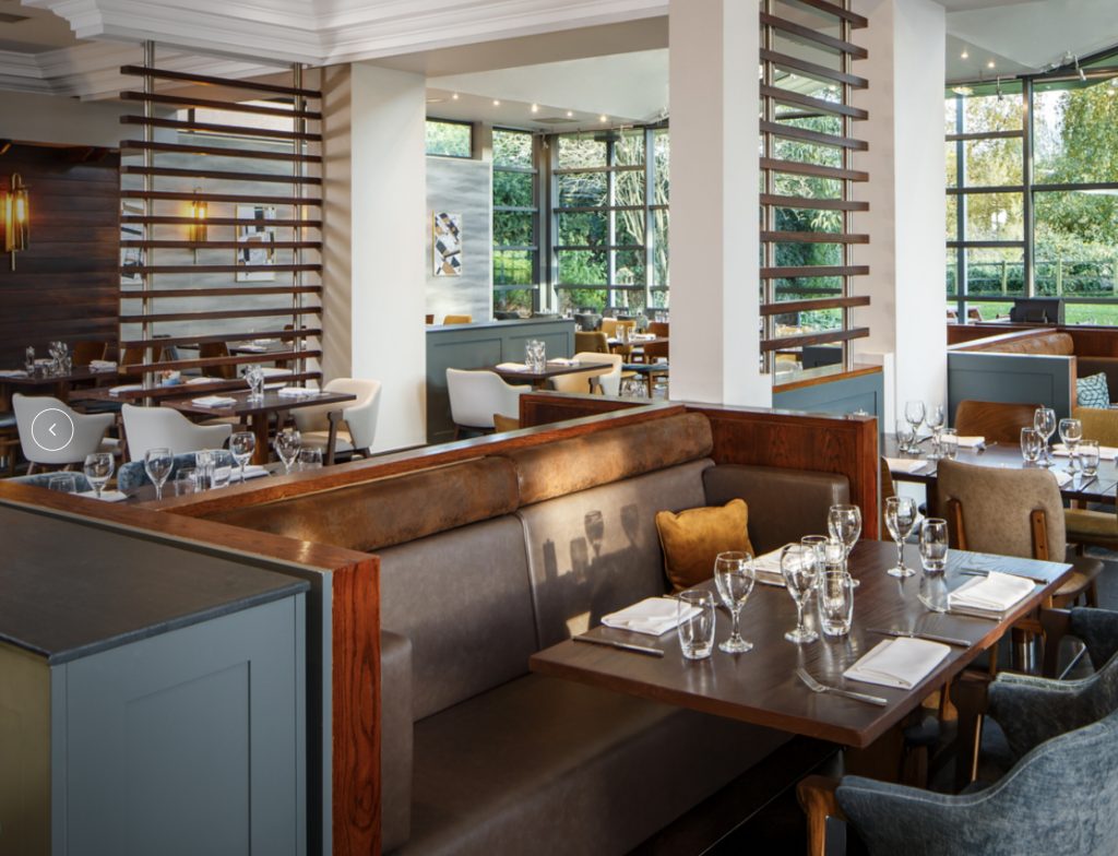 Cheltenham Chase Hotel restaurant and bar area after successful lighting project completion.