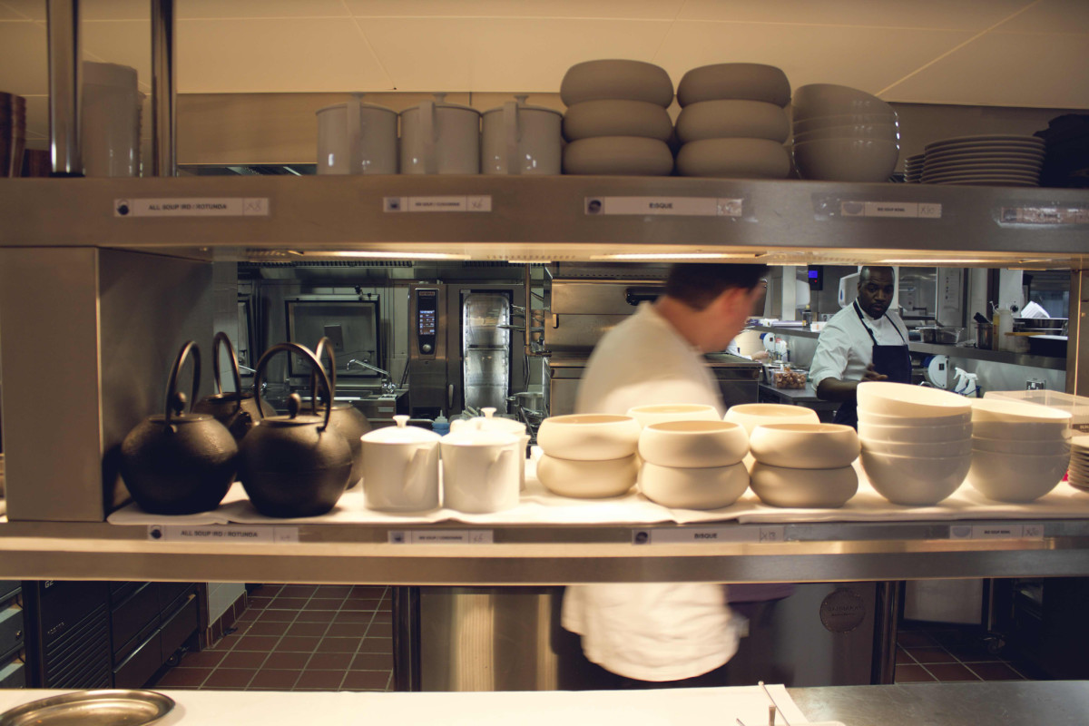 Four Seasons kitchen area after lighting project LED upgrade.