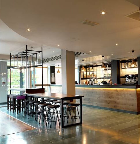 Hilton Garden Inn Birmingham bar area.