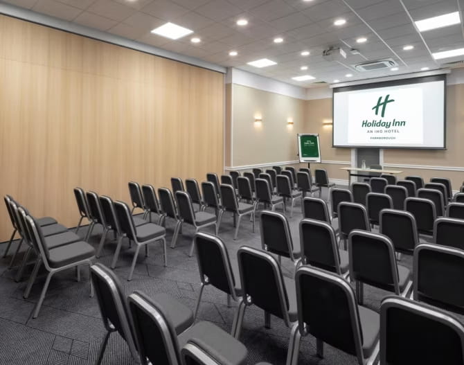 Holiday Inn Farnborough Hampshire Suite meeting room after lighting project completion.