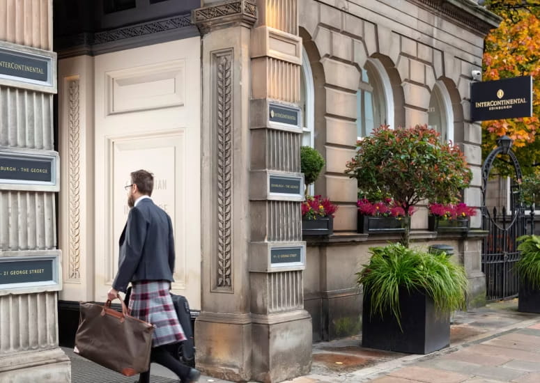 Intercontinental Edinburgh external view of hotel entrance.